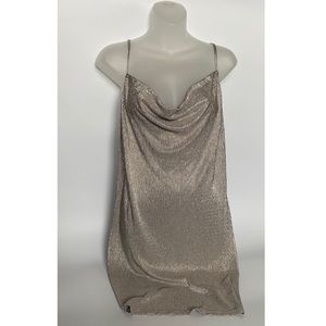 Dynamite Cowl-Neck Silver Dress